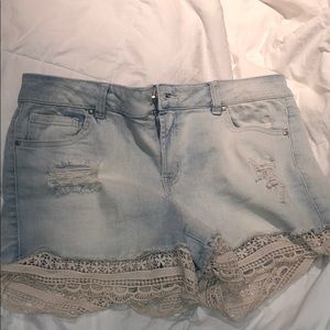 Ripped/Laced Jean shorts